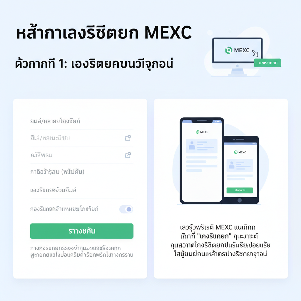 MEXC exchange signup page with verification steps, clean UI screenshot style